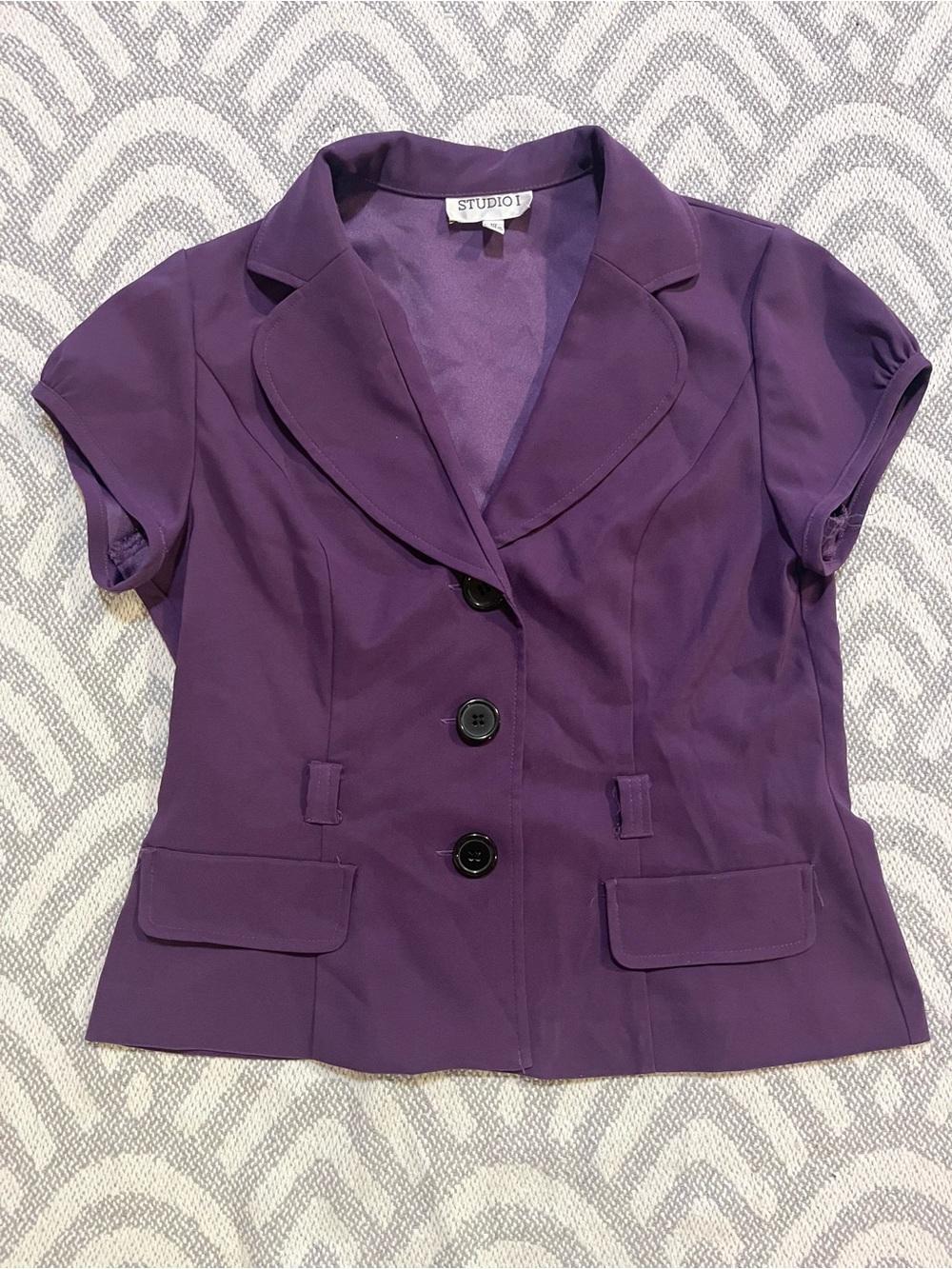 Studio I Purple Short Sleeve Blazer Jacket 10